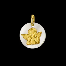 Médaille nacre Ange pendentif bijoux créoles