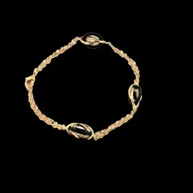 Bracelet Forçat Émail Noir Plaqué Or Bijoux Créoles